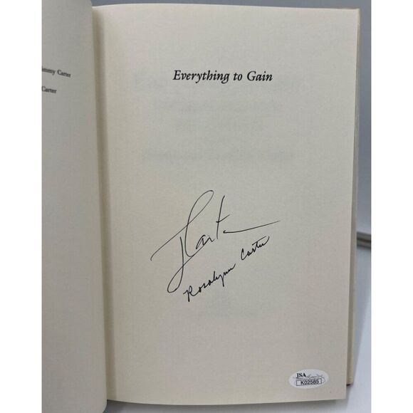 Jimmy & Rosalynn Carter Signed "Everything To Gain" Book JSA Authenticated - Picture 3 of 8